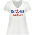 thumbnail image 3 of Inktastic Boat Hair Don't Care, Anchor, Sailing - Red Blue Women's Plus Size V-Neck T-Shirt, 3 of 5
