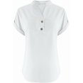 thumbnail image 3 of Women's  Shirts - Breathable Short Sleeve Tunics  with V Neck & Artisan Detailing, 3 of 11