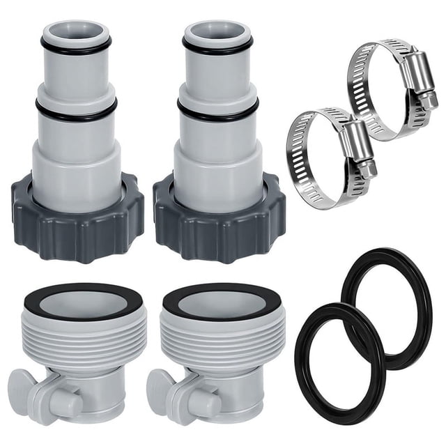 Kit Adaptador Manguera Piscina, 2 Tipos Conector Bomba Piscina para Mangueras 1,5 y 1,25 Pulgadas Piezas Repuesto Sobre el Suelo
