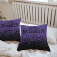 thumbnail image 4 of Outdoor Waterproof Pillow Covers Happy Halloween Black Bats Decorative Throw Pillow Protectors,Scary Purple Pillowcase Cushion Cases for Patio Sofa Garden Couch,24x24in,Pack of 2, 4 of 9