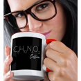 thumbnail image 2 of 3drose, Chemical Formula C8h10o2n4. Decorative Text Caffeine. White on Black, 11oz Two-tone Red Mug, 2 of 6