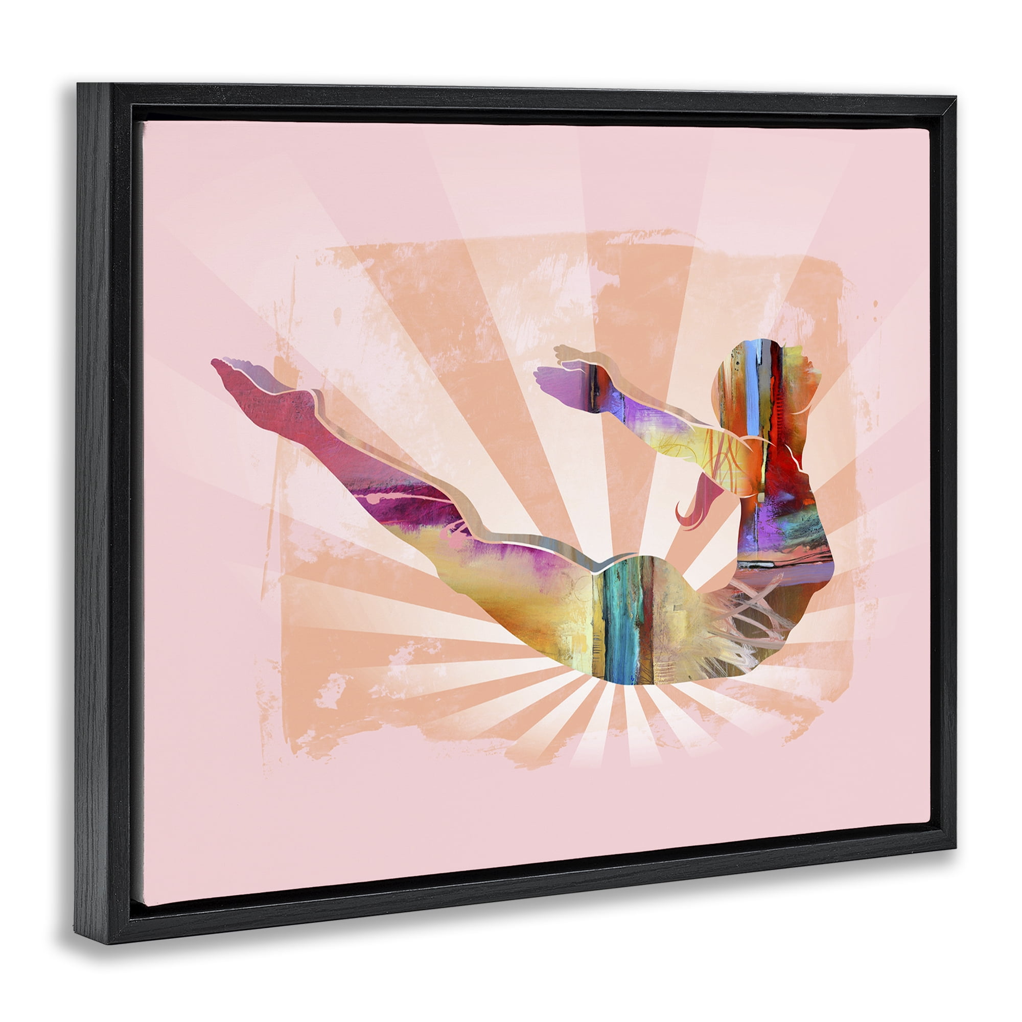 Stupell Industries Abstract Mindfulness Exercise People Painting Black Floater Framed Canvas Art Print Wall Art, 21 x 17