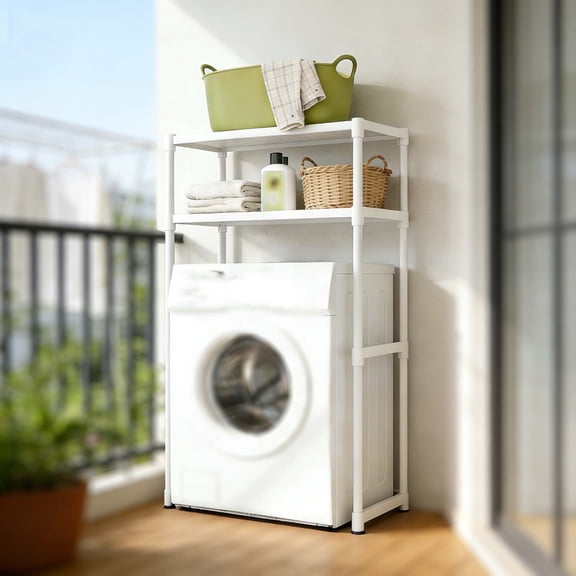 2-Tier Over Washer and Dryer Shelves - Over Washer Shelf, Washing Machine Storage Rack - Space-Saving Organizer for Home Laundry