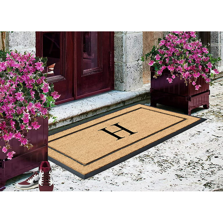 A1HC Natural Coir Monogrammed Door Mat for Front Door, 24x48, Heavy Duty  Welcome Doormat, Anti-Shed Treated Durable Doormat for Outdoor Entrance,  Low Profile, Long Lasting Front Porch Entry Rug 