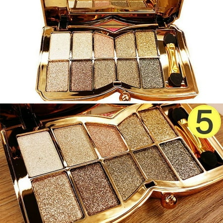 - 10 Colour Glitter Diamond Eyeshadow Eye Shadow Palette Makeup Cosmetic Brush Set