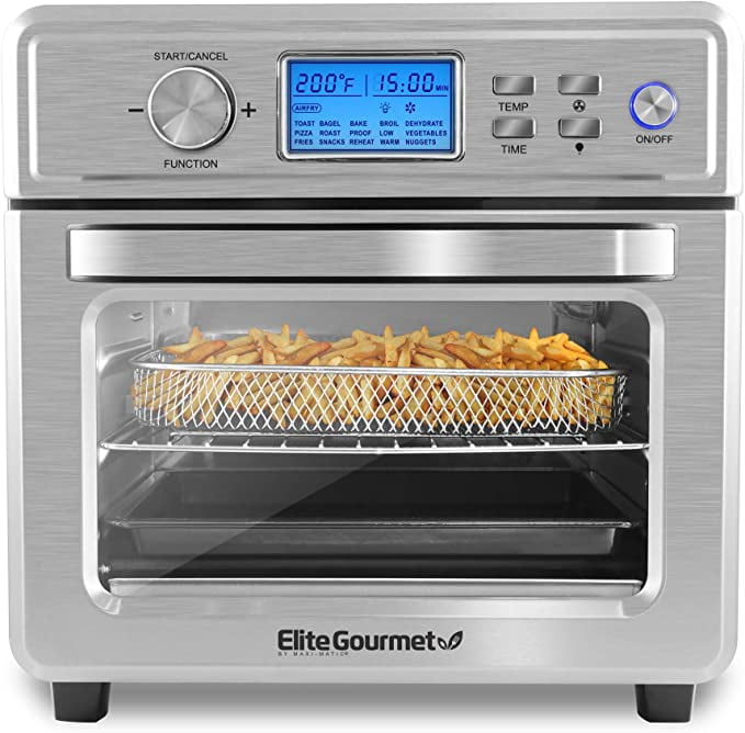 Elite Gourmet Eaf8190d Maxi Matic Digital Programmable Fryer Oven Oil Less Convection Oven Extra Large 21l Capacity Grill Bake Roast Air Fry 1700 Watts Stainless Steel Walmart Com Walmart Com