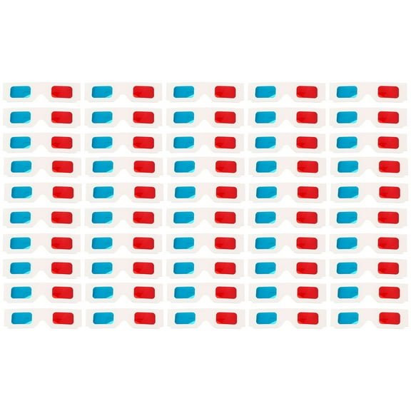 BESTONZON 3D Paper Glasses Assorted Color White Frame Anaglyph for Movie 100Pcs