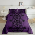 thumbnail image 2 of Erosebridal Victorian Damask Print Bedding Sets Queen with Comforter,Gothic Art Duvet Insert,Purple Black Comforter Sets Queen Size For Men Women,Microfiber Bedroom Decor Reversible,3pcs, 2 of 8