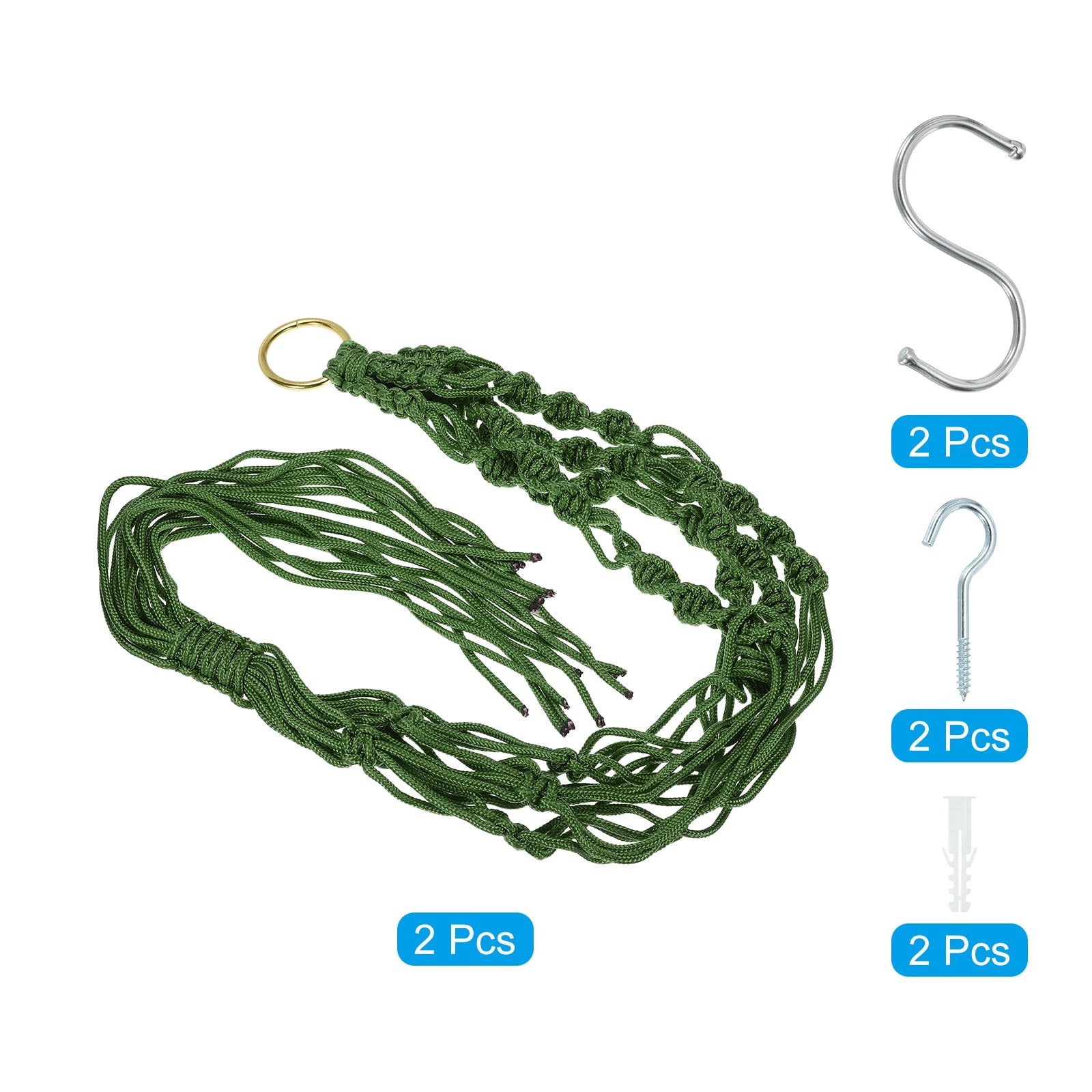 Unique Bargains Macrame Hanging Planter Plant Holders for Indoor Decor Dark Green