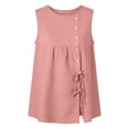 thumbnail image 4 of Dvprdro Womens Round Neck Tie Front Tank Top Linen Sleeveless Loose Fit Solid Summer Casual Tops, 4 of 8