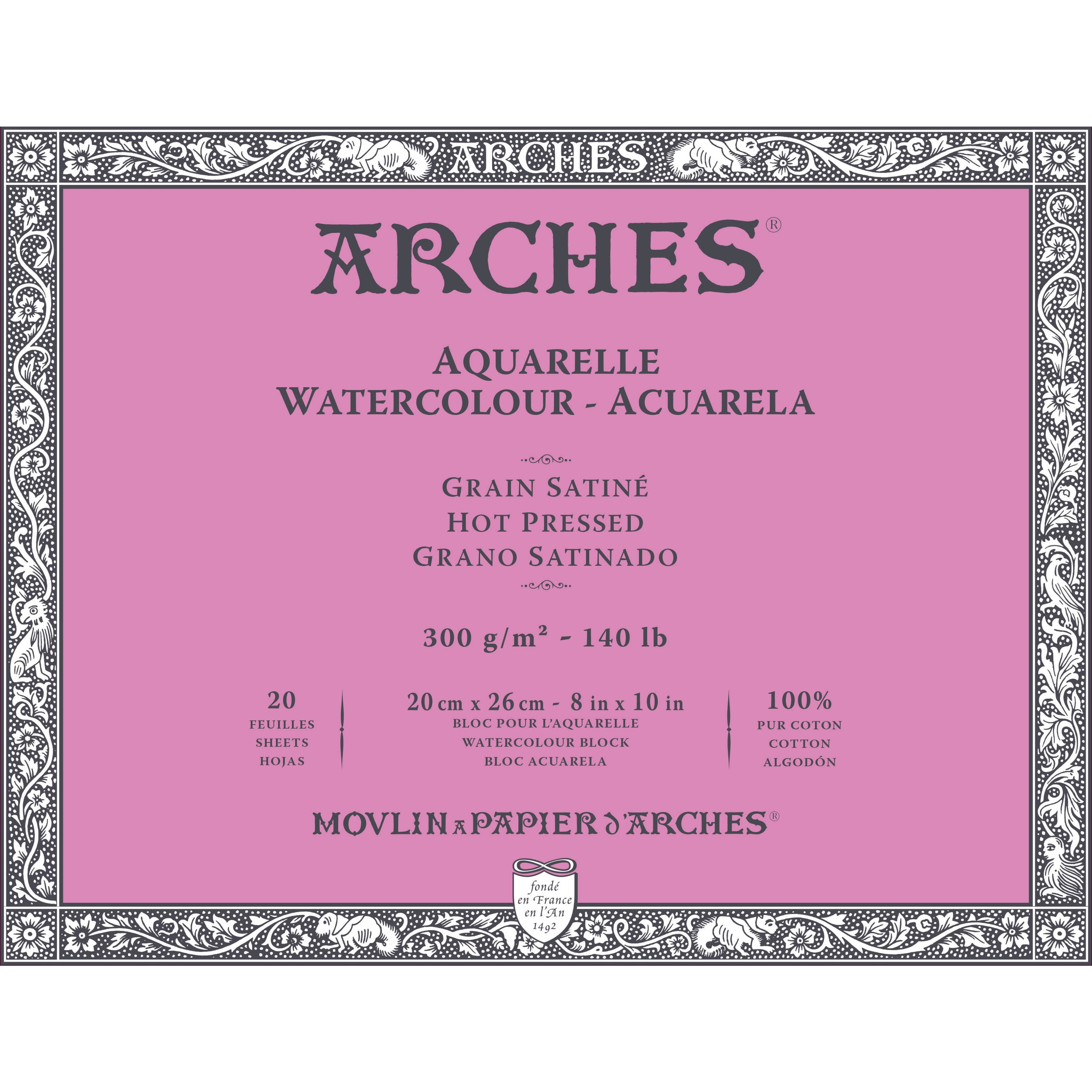 Arches 140 lb. Watercolor Block, Hot-Pressed, 18" x 24"