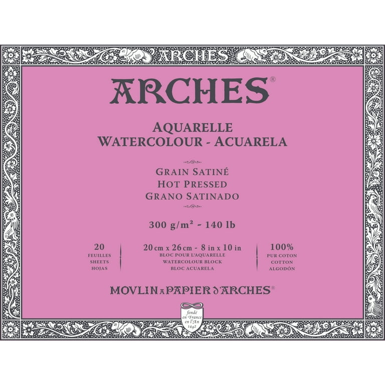Arches Watercolor Block 12x16, 140lb Hot Press, 20 Sheets