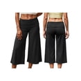 thumbnail image 2 of Argulvti Women's Capri Pants Fold Over Waistband Low Rise Solid Color Wide Leg Cropped Lounge Trousers, 2 of 9