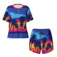thumbnail image 4 of Lsque Beach with Palm Trees Women's Short-Sleeved Pajama Set - 2 Piece Soft and Lightweight Sleepwear Set-Small, 4 of 9