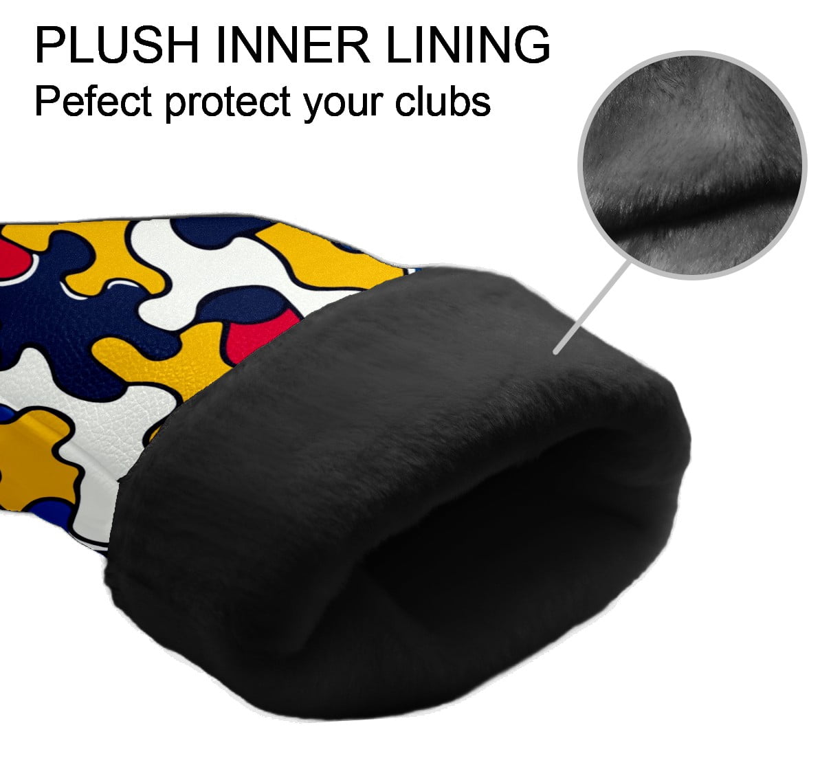 Golf Club Covers PU Leather Waterproof Head Covers for Fairway Woods Hybrids Puzzle Pieces