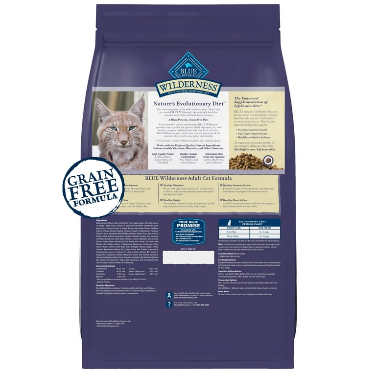 Blue Buffalo Wilderness Natural High Protein Grain Free Dry Cat Food Chicken 4 lb Bag Walmart