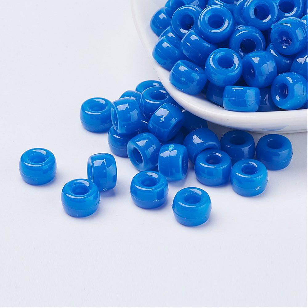 Opaque Acrylic European Beads Barrel Blue 9x6mm Hole: 4mm about 1900pcs/500g