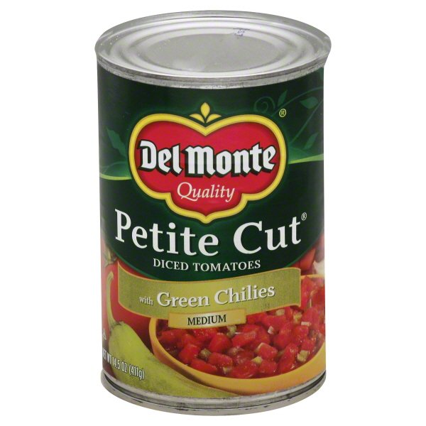 Del Monte Petite Cut Medium Diced Tomatoes With Green Chilies, 14.5 Oz