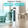 thumbnail image 7 of Antarctic Star Portable Tower Fan, 80°Oscillation Fan, with Remote Control, Standing Bladeless Fan, 12H Timer, 5 Speeds and 3 Modes, Quiet Cooling for Bedroom and Living Room, White, 7 of 7