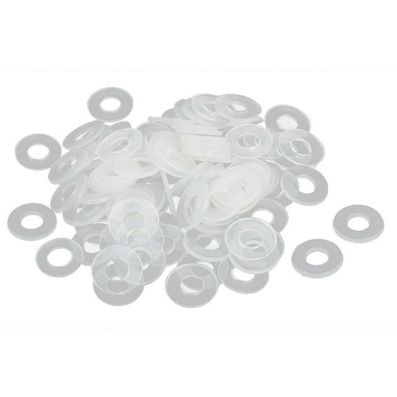 M5 PE Plastic Flat Washers Spacers Gaskets Fastener Clear 100PCS