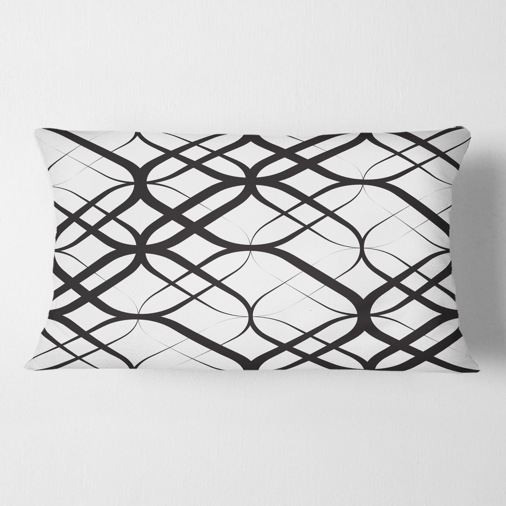 Designart Monochrome Geometric Pattern III' Mid-Century Modern Throw Pillow - 12x20