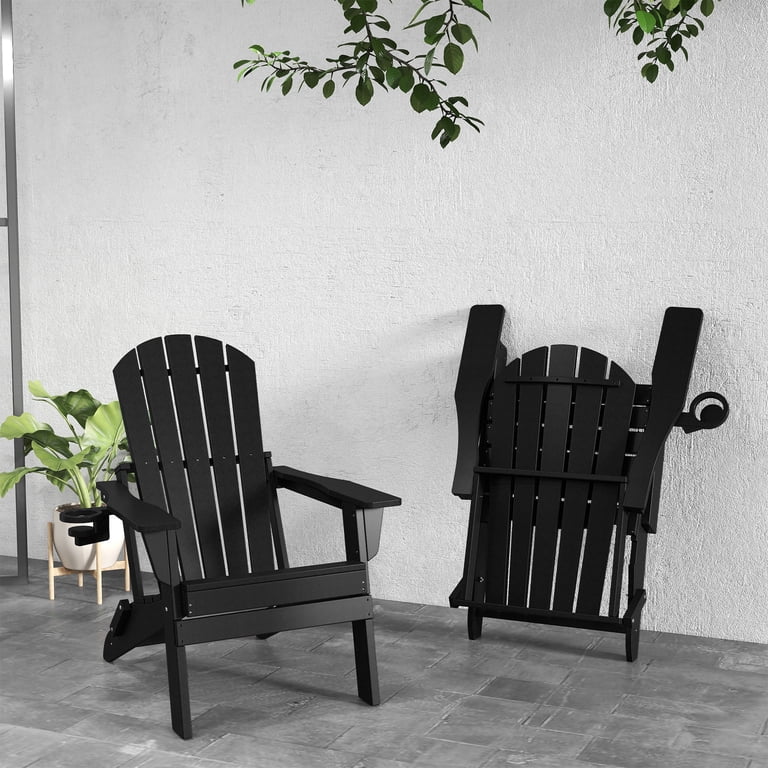 FOOWIN Folding Adirondack Chairs, Set of 2, With Cup Holder photo 2