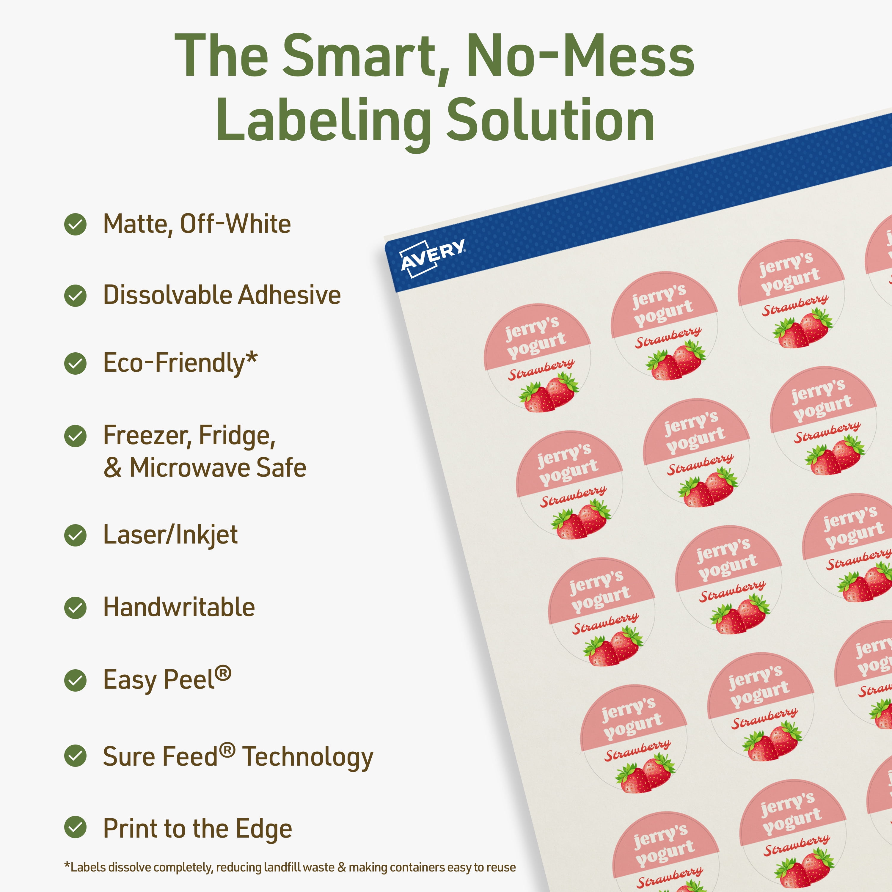 Avery Dissolvable Round Labels, 1" Diameter, 1200 Labels