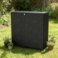 thumbnail image 4 of OFFIGAM Outdoor Storage Cabinet with Shelves Waterproof Plastic Garage Closed Storage Black 34.25x33.5x15.08 Inch, 4 of 9