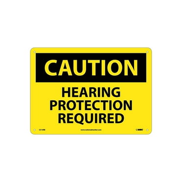 National Marker Caution Signs; Hearing Protection Required 10X14 Rigid Plastic C513RB