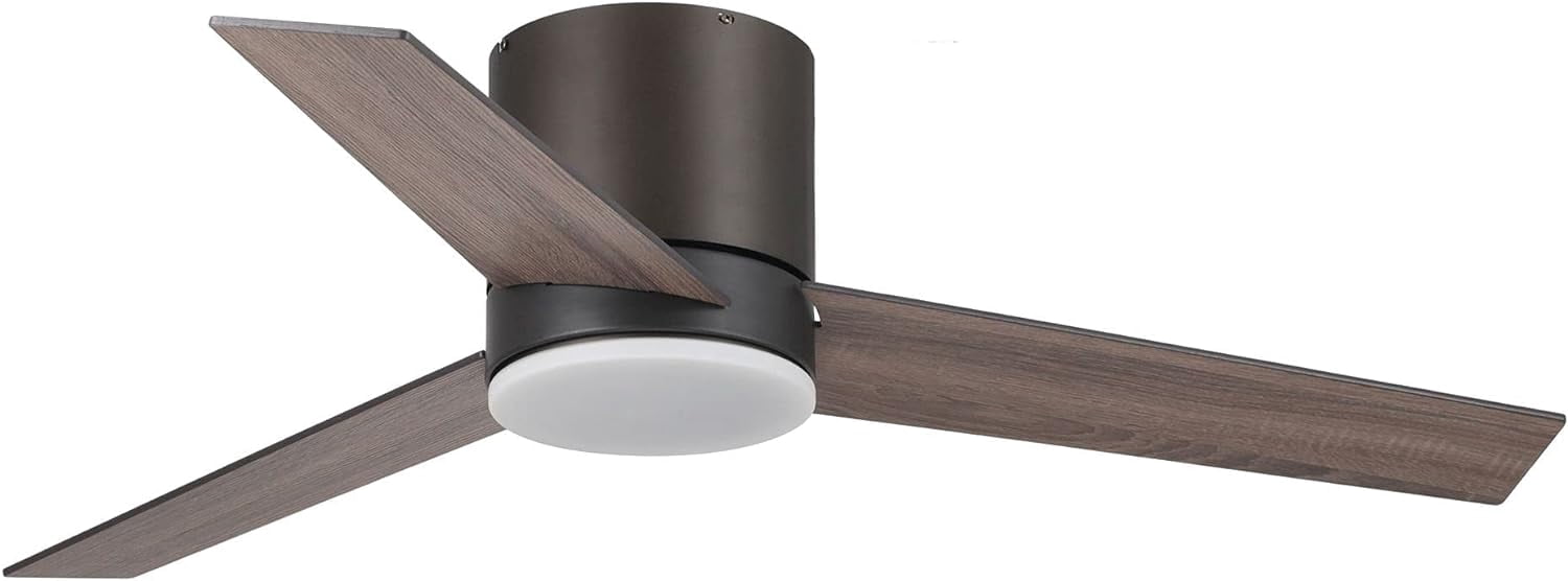 Parrot Uncle 48" Farmhouse Flush Mount Ceiling Fans with Lights and Remote, Low Profile Ceiling Fan with Light for Bedroom, Light Color Adjustable
