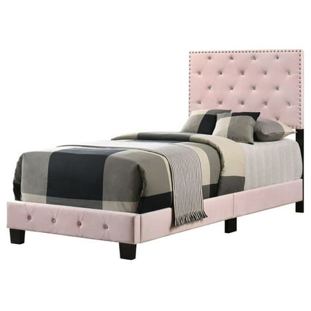 Passion Furniture Indoor Modern Bedroom Bedding Furniture Suffolk Pink Twin Panel Bed Passion Furniture Indoor Modern Bedroom Bedding Furniture Suffolk Pink Twin Panel Bed