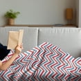 thumbnail image 3 of Retro Soft Flannel Fleece Throw Blanket, Zig Zag Chevron Style Geometric Pattern Design in Pastel Colors Print, Cozy Plush for Indoor and Outdoor Use, 70" x 90", Pale Blue Red and White, by Ambesonne, 3 of 5