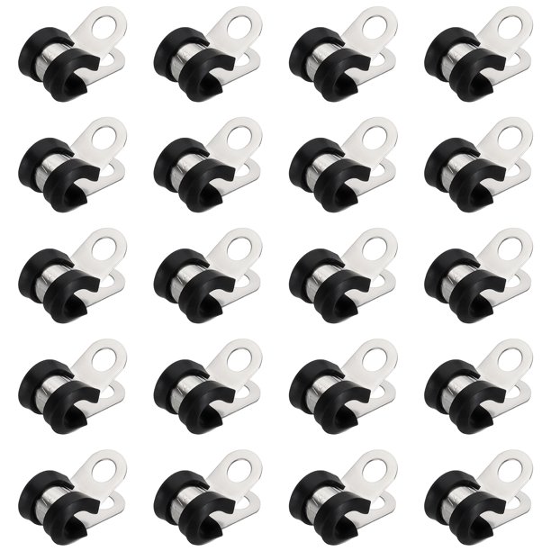 Abrazaderas de cable, abrazadera de conducto de acero inoxidable 304, clips de metal de goma para tubos de 1/4