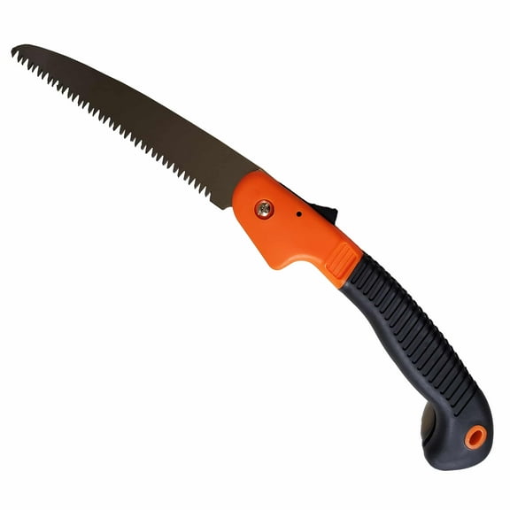 Sirius Survival 7 Inch Blade Folding Carbon Steel Camp Saw with Slip Resistant Textured Grip & Safety Saw Blade Lock - Orange/Black