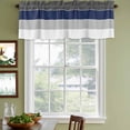 thumbnail image 4 of Navy Blue Grey Striped Valances for Windows, Decorative Rod Pocket Window Valance Curtains, Farmhouse Modern Short Curtain Drapes for Kitchen/Bathroom/Living Room, 2 Panels, 60" W x 18" L, 4 of 8