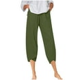 thumbnail image 2 of ICHUANYI Clearance Fashion Women Summer Casual Loose Pockest Elastic Waist Trousers Capris Pants(Green, M) ICHUANYI WER2023080916542, 2 of 5