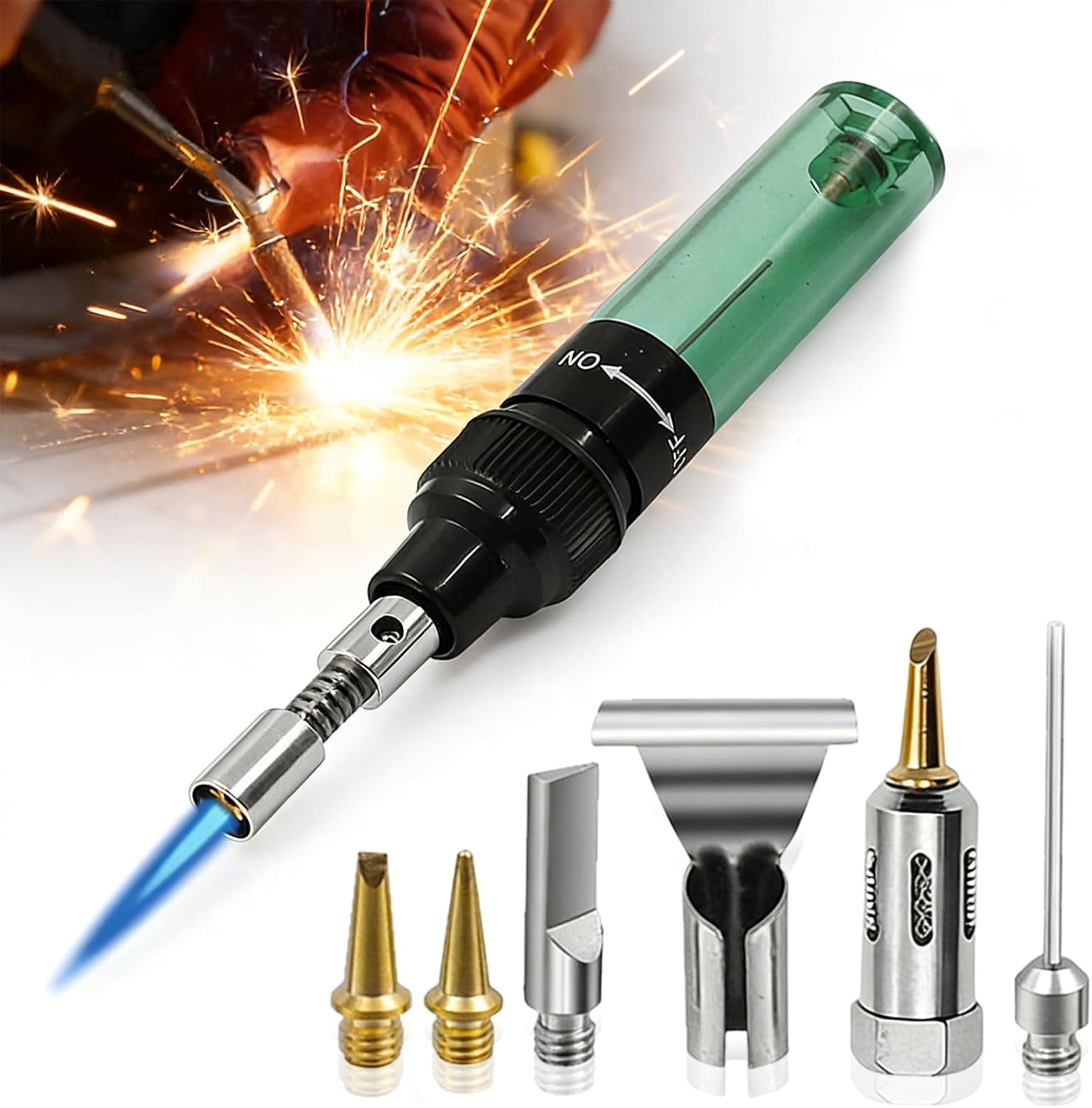 4 in 1 Portable Soldering Iron Kit, Cordless Multipurpose Butane Gas Soldering Iron Kit, Mini Adjustable Temperature 210-450℃ Welding Torch Tool, for Home Electronics Repair, Automotive (2PCS)