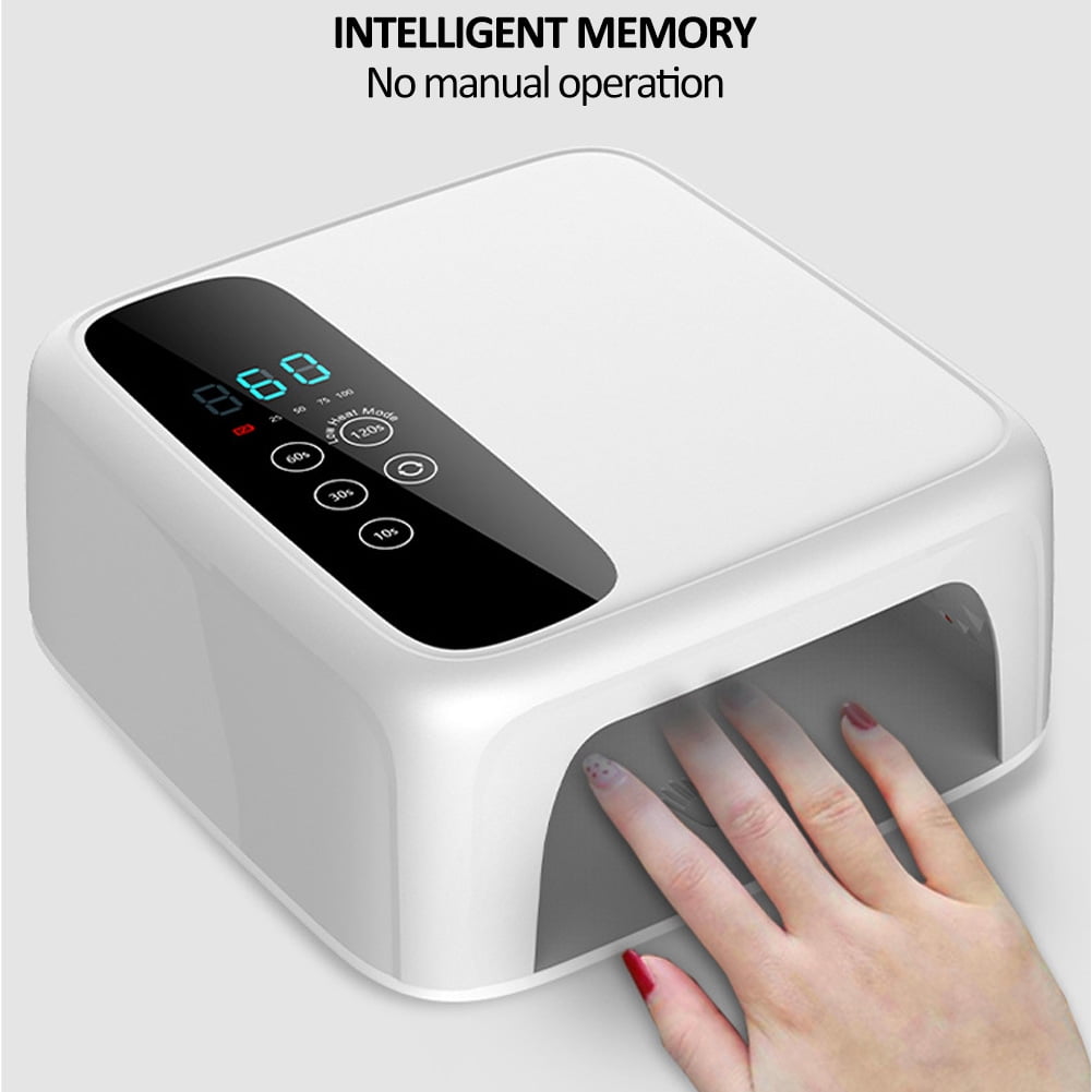 YAHHU 72W Nail Lamp Gel Nail Polish Dryer Quick Drying Nail Art Machine, Rechargeable, LED Display, White (10 inches / 25.4 cm)