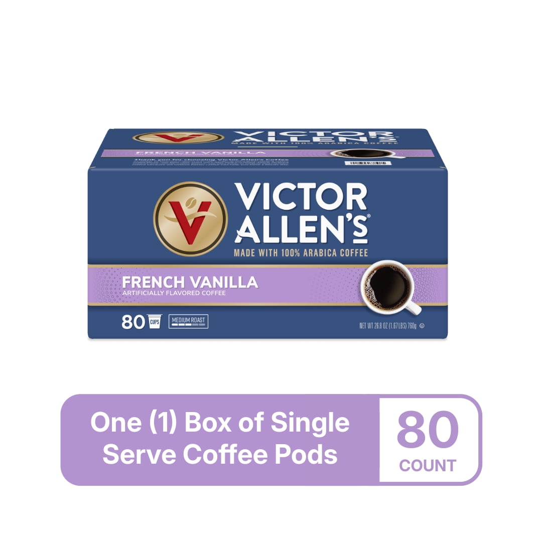 Victor Allen's Coffee French Vanilla Flavored, Medium Roast, 80 Count, Single Serve Coffee Pods for Keurig K-Cup Brewer