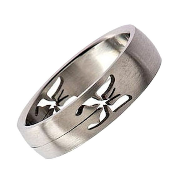 Metals Jewelry Men's / Women's 6mm Butterfly Cut-Out 316L Surgical Stainless Steel Ring Size 10