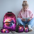 thumbnail image 2 of Garronmavis Purple Lightning Basketball Kids Boys Backpack 4-Piece Set, Sports Print School Bag with Lunch Bag, Pencil Case and Water Bottle Holder for Back to School, 2 of 8