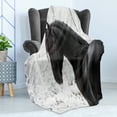 thumbnail image 4 of Animal Soft Flannel Fleece Throw Blanket, Friesian Sport Horse Portrait on a Snowy Winter Background Novelty Picture Print, Cozy Plush for Indoor and Outdoor Use, 60" x 80", White, by Ambesonne, 4 of 5