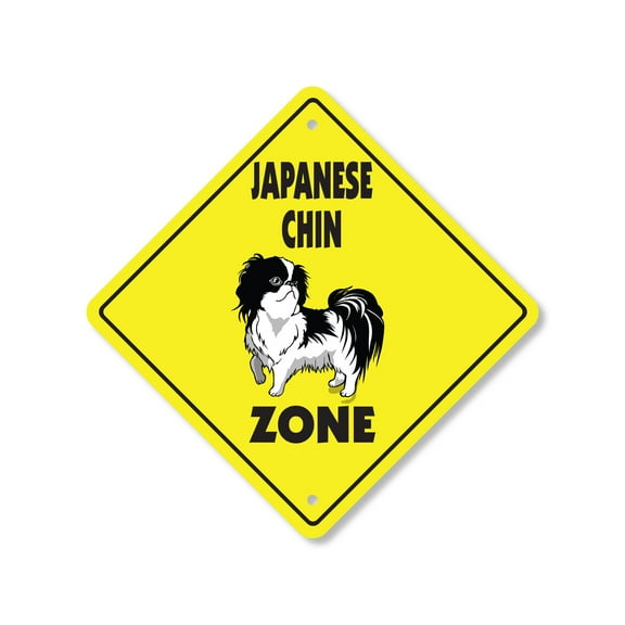 Japanese Chin Plastic Crossing Sign - 10 Inch X 10 Inch Xing Sign Gift Dog Breed Pet Cute Small Animal Loyal Family House Decor Playful