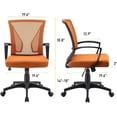 thumbnail image 3 of Furniwell Office Chair Home Office Desk Chair Mid Back Mesh Desk Chair Ergonomic Lumbar Support Computer Chair Swivel Rolling Task Chair with Armrest (Orange), 3 of 14