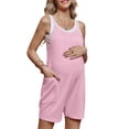 thumbnail image 2 of Maternity Women Solid Color Sleeveless Overalls Casual Loose Jumpsuit Shorts, 2 of 6