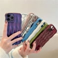 thumbnail image 5 of Water Ripple Pattern Curly Phone Case for iPhone 12 6.1 inch, Stylish Wave Frame Soft Case 3D Water Ripple Protective Cover Shockproof Case for Women Girls Slim Case - Gradient Purple, 5 of 13