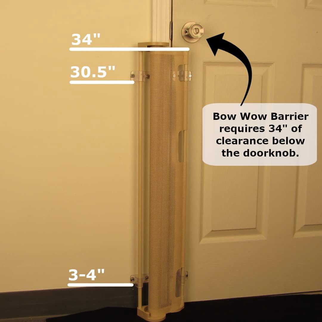 Bow  Barrier 28” Café by Smart Retract: Retractable Door Barrier for Pets