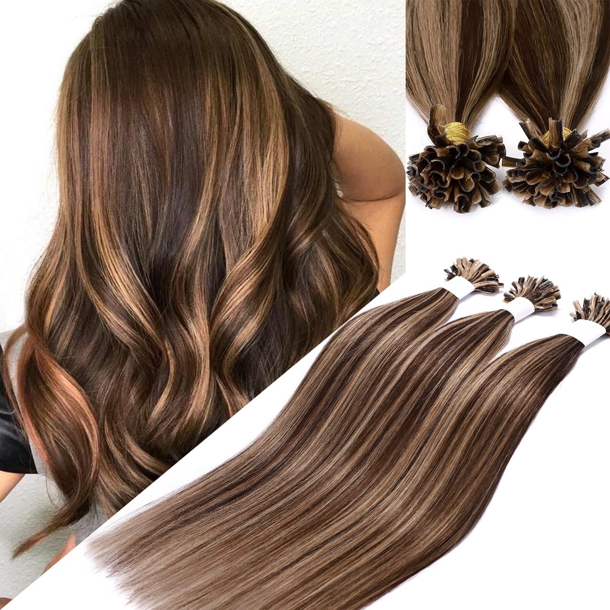 SEGO U Tip Hair Extensions Pre Bonded Fusion Hairpieces 100% Remy Human Hair  U-tip Nail Tipped Keratin Glue Stick Microlink Blonde Hair Extension for  Women 50 Strands - Walmart.com