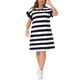 thumbnail image 5 of Vestido túnica de talla grande Agnes Orinda para mujeres, verano 2026, vestido casual de camiseta de manga corta a rayas 4X azul, 5 of 7