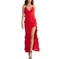 Thaisu Women Summer Elegant Dresses Sleeveless Backless Ruffled Solid ...